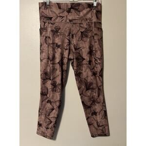 Athleta Floral Salutation Stash Pocket II 7/8 Tight size Large 657536 Workout